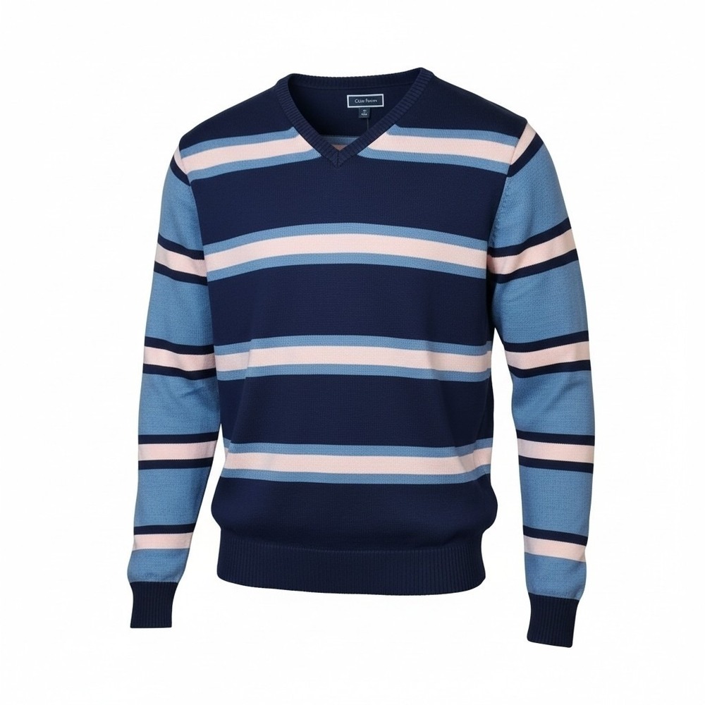 CLUB ROOM Macys Mens Modern Preppy Sweater Nautical Cotton Blend Stripe XL Rugby